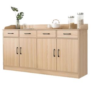 领森原木色餐边柜商用备餐柜办公室茶水柜客厅一体靠墙柜子储物柜