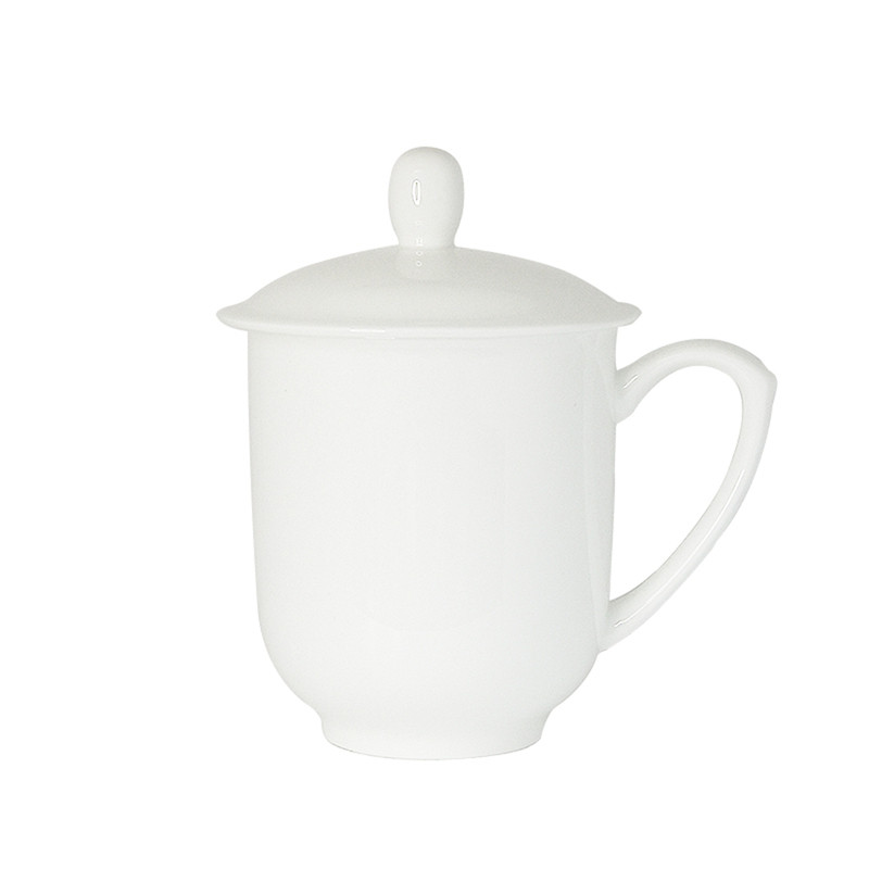 景德镇茶杯白色骨瓷盖杯马克杯办公会议杯子宾馆酒店公司定制LOGO