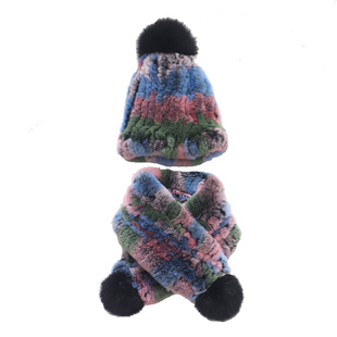 儿童帽子围巾套装冬防风男女童宝宝毛绒保暖獭兔毛加绒护耳帽可爱