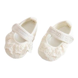 秋冬季女宝宝软底学步鞋0-1岁婴儿鞋婴幼儿花边公主鞋保暖步前鞋