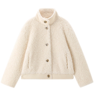 【商场同款】太平鸟品质全羊毛颗粒毛外套女正反两穿A1ADF4313