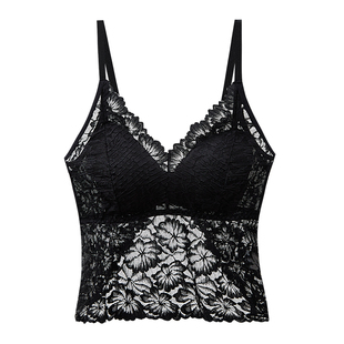 美背免穿文胸蕾丝黑色打底衫女薄款性感内衣女夏季吊带背心女内搭