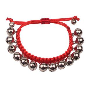 跳舞蹈演出道具红绳铃铛脚链会响脚链红绳手链铜钱手饰脚环女