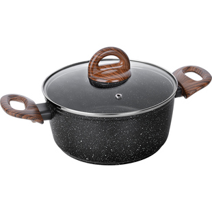 乐扣乐扣旗舰店麦饭石汤锅家用燃气电磁炉熬通用不粘锅平底泡面锅