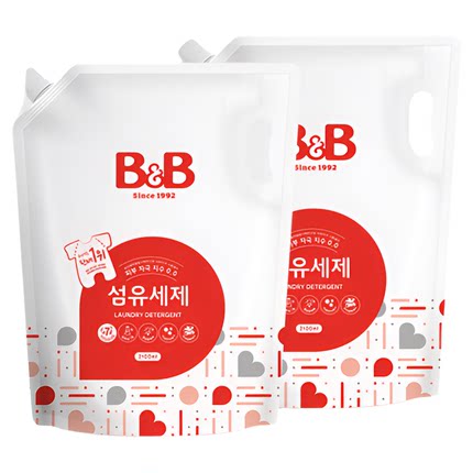 韩国保宁新生婴儿宝宝洗衣液纤维BB洗涤剂2100ml*2洗衣液香草香