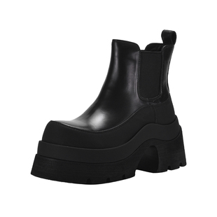 MILLIE'S/妙丽女鞋厚底加绒切尔西短靴冬季英伦风舒适百搭马丁靴Q