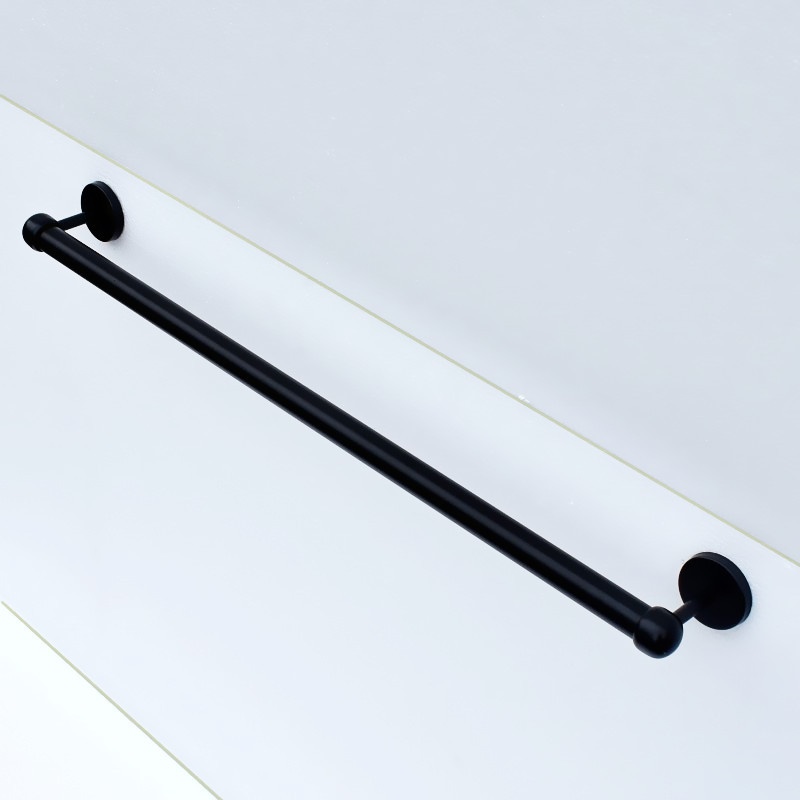 UG73免打孔毛巾杆不锈钢收纳杆卫生间挂架挂浴室单根毛巾架杆黑色