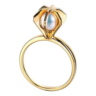 情人节礼物T家同款一箭倾心18k黄金桃心形akoya海水天女珍珠戒指