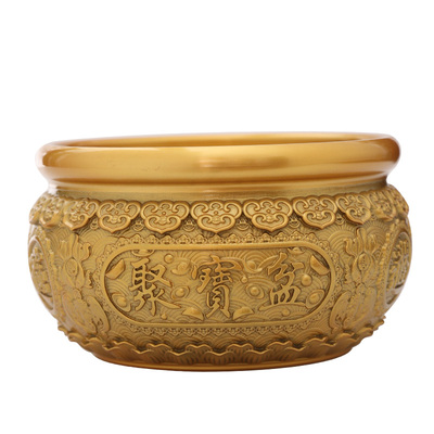 黄铜吉祥如意聚宝盆存钱罐米缸