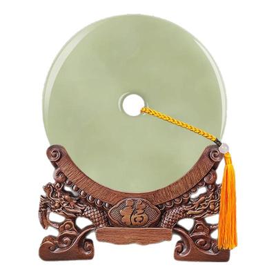 威弗列德客厅博古架玉璧装饰品和氏璧乔迁礼品青玉平安扣天然摆件