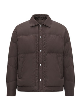 BONI/堡尼秋冬新品商务保暖翻领外套净色休闲短款羽绒服TEU32071B