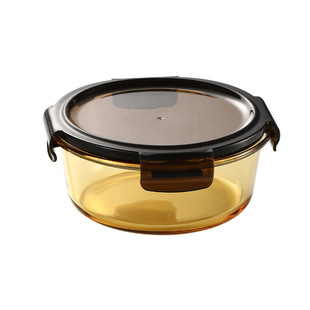 琥珀色圆形饭盒微波炉加热专用碗上班族带饭餐盒玻璃保鲜盒便当盒