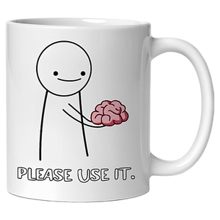Please use it请动动你的脑子陶瓷马克杯学生宿舍喝水杯子送礼物