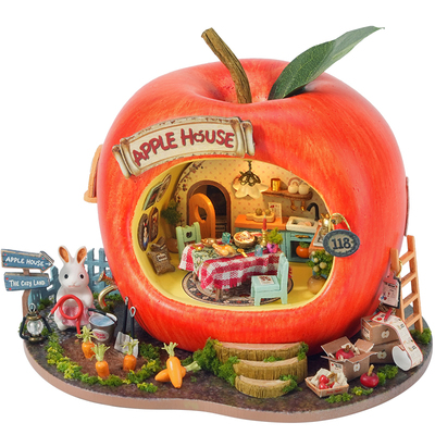 奇衿diy小屋小兔苹果坊水果小镇手工拼装建筑模型房子氛围感礼物