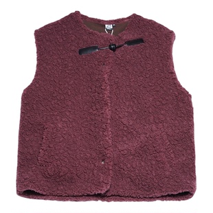 返场STILLYOU复古厚实保暖圆领羊羔绒马甲开衫女宽松坎肩无袖外套