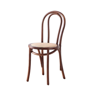 法式中古实木藤编索耐特餐椅家用美式复古设计师轻奢高级餐桌椅子
