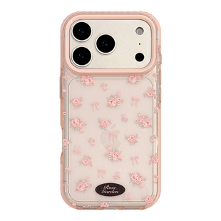 韩系透明粉碎花磁吸壳Shockproof苹果 iPhone17ProMax小众16防摔1适用14个性软壳