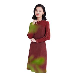 乔万尼2026春女士连衣裙长袖修身毛织连衣裙气质中长款ET1E501