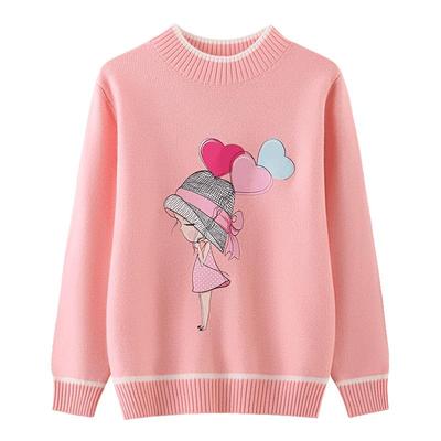 恒源祥针织儿童羊毛衫中大童毛衣女童秋冬毛线半高领可爱加厚打底