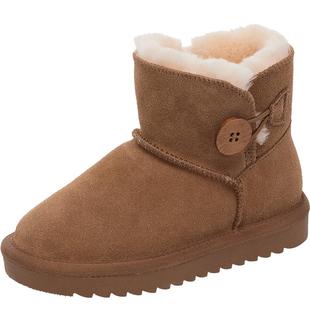 舞玛女童雪地靴2025年冬季新款加绒加厚短靴子男童保暖二棉鞋儿童