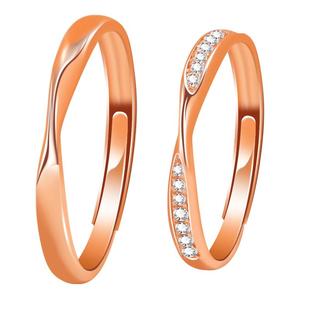 18K金莫比乌斯情侣对戒玫瑰金彩金男女戒指开口设计刻字定制礼物