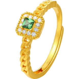 潮宏基繁星黄金钻石石榴石戒指足金戒圈手饰5G时尚镶嵌点钻女礼物