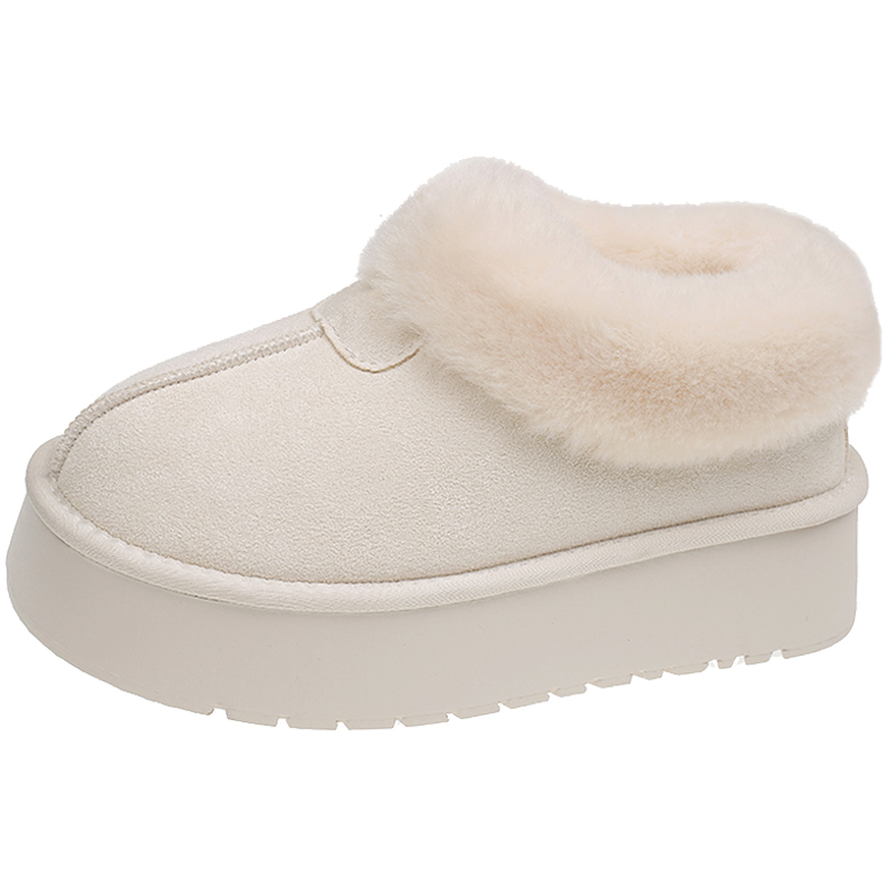 厚底雪地靴女2025冬季新款皮毛一体时尚棉鞋加绒保暖防滑面包鞋子