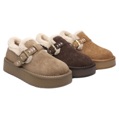 月芽儿厚底小个子勃肯鞋女2025秋冬季新款雪地靴加绒加厚保暖棉鞋