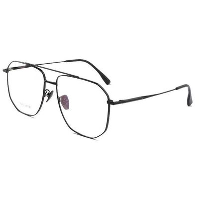 琥珀宫男士纯钛双梁大脸近视眼镜