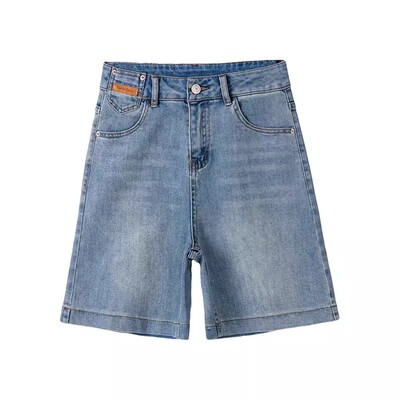 高腰宽松显瘦直筒5分中裤