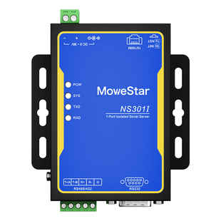 【MoweStar】移星串口服务器RS232/422/485转以太网模块串口转网口RJ45 Modbus TCP隔离桌面式通讯网关NS301I