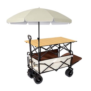 户外露营车折叠野餐营地手推车摆摊拖车遮阳伞桌板组合快递小拉车
