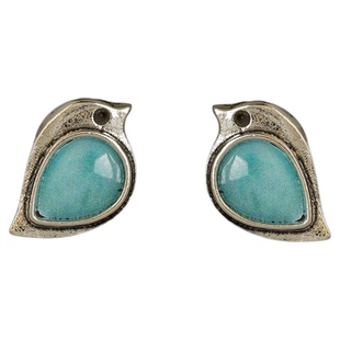 Vintage古着Turquoise bird耳钉复古松石耳饰