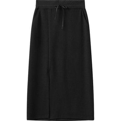 播商场同款黑色针织半身裙女春夏新款开叉下摆裙子BDS1BD0522