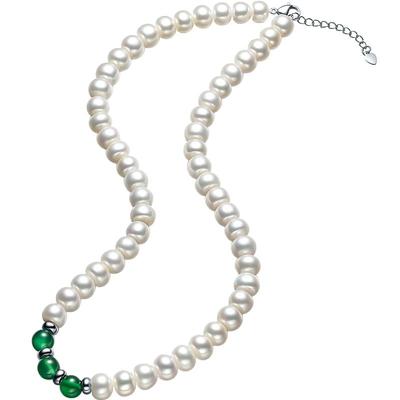 珍珠皇后绿玛瑙淡水珍珠项链