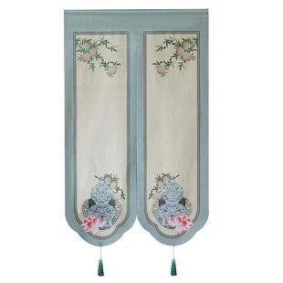 新中式葫芦福禄门帘免打孔书房卧室高级感半截挂帘遮挡帘家用帘子