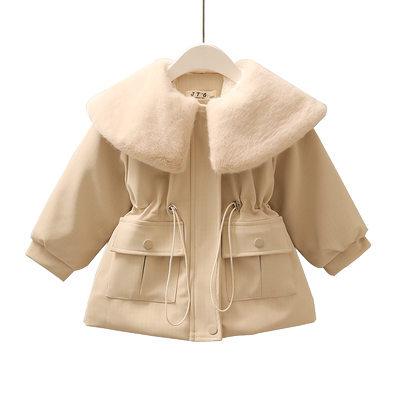 女童加厚外套加绒夹棉皮衣派克服