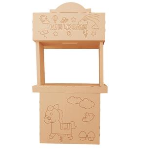 DIY手工模型儿童纸箱拼装玩具零售小铺收银机3过家家涂鸦纸板房子