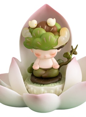 一叶莲台陶瓷莲花底座装饰摆件