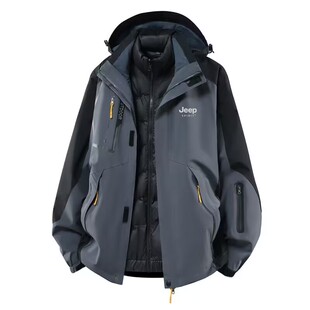 JEEP吉普羽绒服冲锋衣男女款2026新款三合一加绒加厚防风滑雪外套