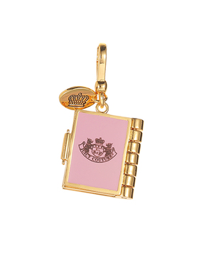 珐琅釉粉色书本可打开吊坠