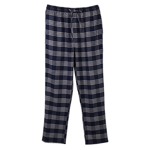 睡裤男冬纯棉磨毛男士宽松全棉居家裤子格子大码春秋高腰家居长裤