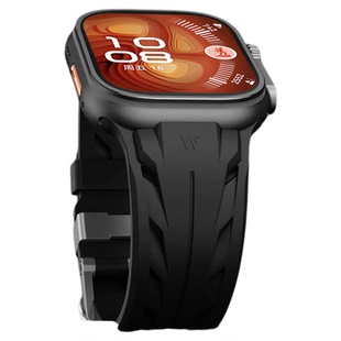 适用华为watchfit4pro手表带fit4手环FKM康赛氟橡胶腕表带钛合金扣运动智能手环fit3男士高级夏季透气三四代