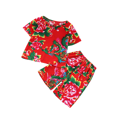 六一儿童秧歌服东北花布女民族