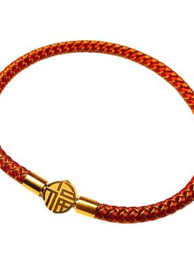 福字红手链红皮手绳粗4-5毫穿黄金转运珠男女情侣替换绳大福同款