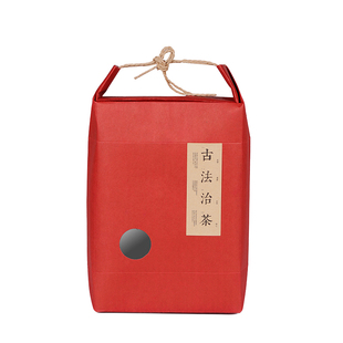 红色牛皮纸袋茶叶袋开窗杂粮礼品包装盒复古麻绳手提袋logo定制