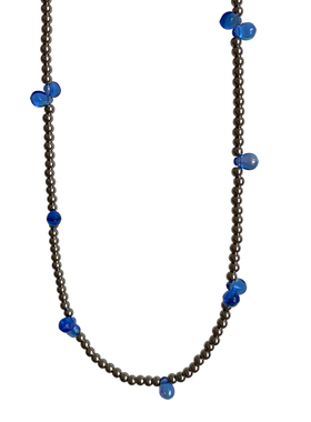 大米饰品】蓝色琉璃珠串珠项链显白小众设计配饰个性锁骨链颈链女