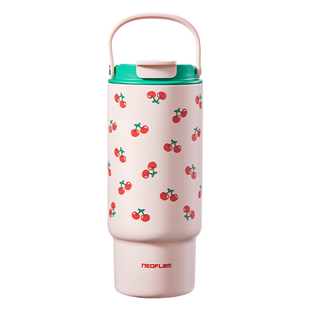 韩国Neoflam吸管保温杯大容量杯子女316不锈钢水杯车载保温杯手拎