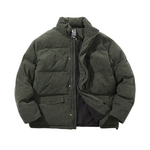 核爆炸灯芯绒冬季保暖加厚复古巴恩风男女大码条绒休闲棉服外套男