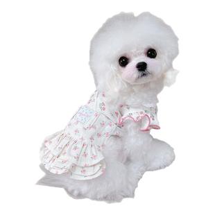 四季百搭碎花背带半身蛋糕公主裙新款宠物猫狗比熊泰迪小型犬衣服